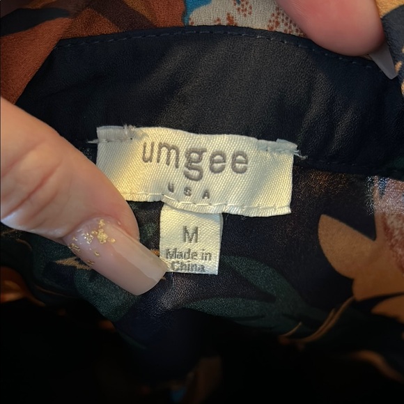 Umgee Navy Floral Long Sleeve Dress - Picture 2 of 8